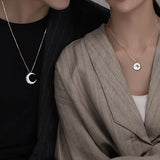 Silver Star Sun Moon Pendant Couple Necklace X392
