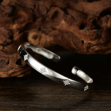 Silver Zircon Shining Stars Women's Open Bracelet SZ0445