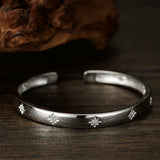 Silver Zircon Shining Stars Women's Open Bracelet SZ0445
