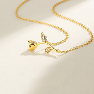 Silver Zircon Rose Prince Pendant Couple Necklace X264