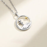 Silver Zircon Rose Prince Pendant Couple Necklace X264