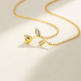 Silver Zircon Rose Prince Pendant Couple Necklace X264