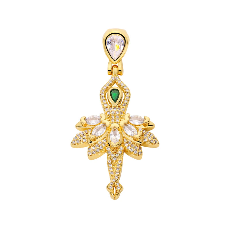 Zircon Set Ballet Dancing Girl Pendant Necklace for Jewelry Making