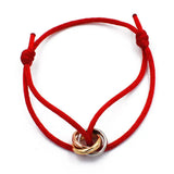 Stainless Steel Bracelet 3 Metal Buckle Ribbon Lace Up Chain Multicolor