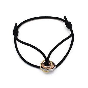 Stainless Steel Bracelet 3 Metal Buckle Ribbon Lace Up Chain Multicolor