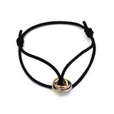 Stainless Steel Bracelet 3 Metal Buckle Ribbon Lace Up Chain Multicolor