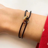 Stainless Steel Bracelet 3 Metal Buckle Ribbon Lace Up Chain Multicolor