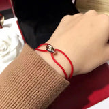 Stainless Steel Bracelet 3 Metal Buckle Ribbon Lace Up Chain Multicolor