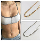 Sexy Rhinestone Body Chains Ladies Copper Alloy Chest Chain Bikini Body Jewelry