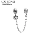 Real 925 Sterling Silver Safety Chain Beads for Charm Bracelet DIY Jewelry