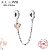 Real 925 Sterling Silver Safety Chain Beads for Charm Bracelet DIY Jewelry