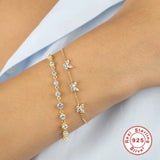 Zircon Butterfly Inlay Bracelet 925 Sterling Silver For Women