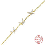 Zircon Butterfly Inlay Bracelet 925 Sterling Silver For Women