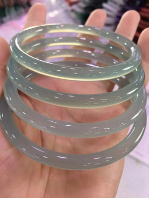 Ice Seed Chalcedony Bracelet Grey Cyan Delicate Bangles Handring