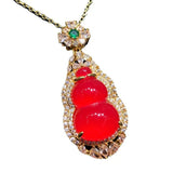 Ice-planted Carnelian Inlaid Gourd Pendant Agate Ladies Necklace