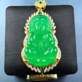 Yang-green Chalcedony Guanyin Pendant Men's Necklace