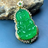 Yang-green Chalcedony Guanyin Pendant Men's Necklace
