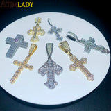 Iced Out Cross Pendant Necklace CZ Charm Hip Hop Jewelry
