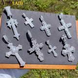 Iced Out Cross Pendant Necklace CZ Charm Hip Hop Jewelry
