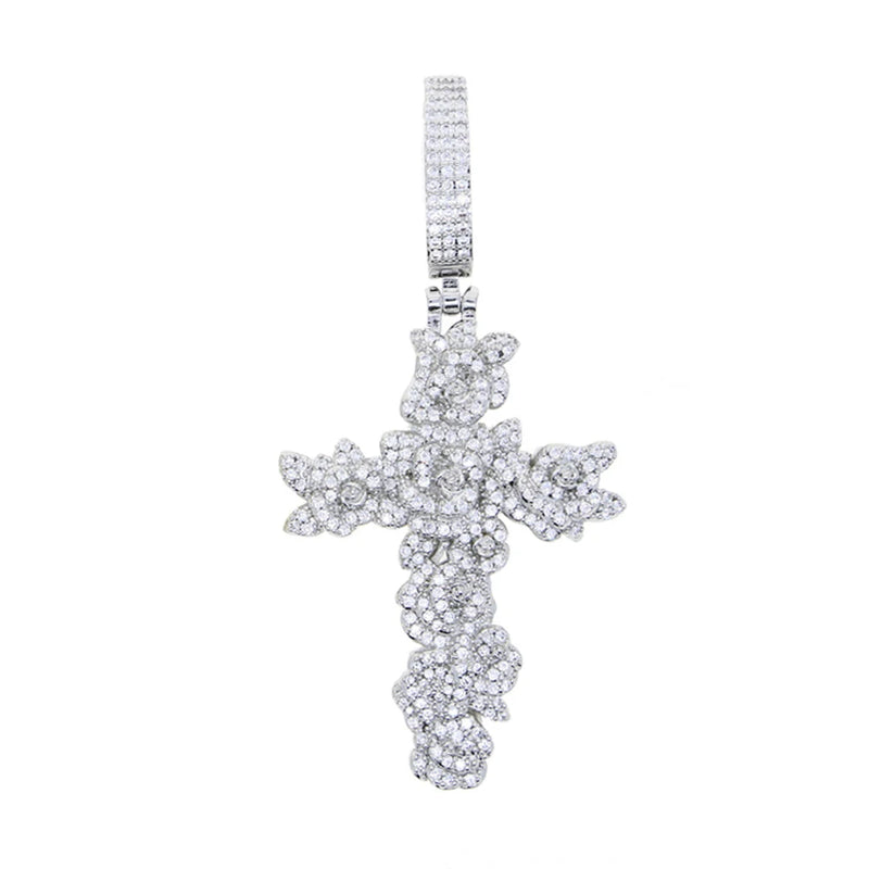 Iced Out Cross Pendant Necklace CZ Charm Hip Hop Jewelry