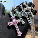 Iced Out Cross Pendant Necklace CZ Charm Hip Hop Jewelry