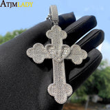 Iced Out Cross Pendant Necklace CZ Charm Hip Hop Jewelry