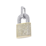 Bling CZ Lock Pendant Necklace Silver 5MM Tennis Chain