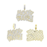 Bling CZ Letter Hood Baby Pendant Two Tone Charm Hip Hop Jewelry