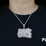 Bling CZ Letter Hood Baby Pendant Two Tone Charm Hip Hop Jewelry