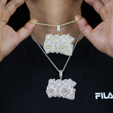 Bling CZ Letter Hood Baby Pendant Two Tone Charm Hip Hop Jewelry