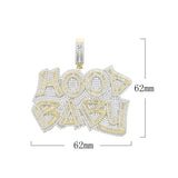 Bling CZ Letter Hood Baby Pendant Two Tone Charm Hip Hop Jewelry