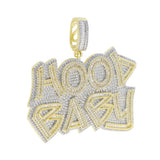 Bling CZ Letter Hood Baby Pendant Two Tone Charm Hip Hop Jewelry
