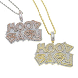 Bling CZ Letter Hood Baby Pendant Two Tone Charm Hip Hop Jewelry