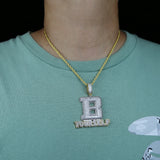 Bling BE YOURSELF Pendant Necklace CZ Letter B Necklaces Two Tone