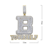 Bling BE YOURSELF Pendant Necklace CZ Letter B Necklaces Two Tone