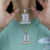 Bling BE YOURSELF Pendant Necklace CZ Letter B Necklaces Two Tone