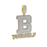 Bling BE YOURSELF Pendant Necklace CZ Letter B Necklaces Two Tone