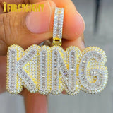 King 5A Zircon Pendant Necklace Two Tone Hip Hop Jewelry