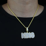 King 5A Zircon Pendant Necklace Two Tone Hip Hop Jewelry