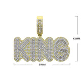 King 5A Zircon Pendant Necklace Two Tone Hip Hop Jewelry