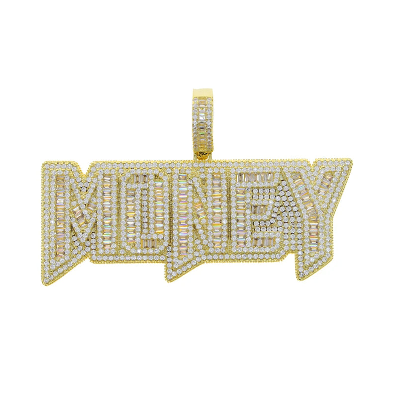 Iced Out Bling Money Pendant Necklace Hip Hop Jewelry