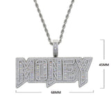 Iced Out Bling Money Pendant Necklace Hip Hop Jewelry