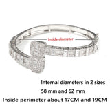 Iced Out Bling Square Zircon Charm Bracelet Silver Bangle