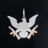 Zircon King Bald Eagle Pendant Necklace Double Gun Charm Men Hip Hop Jewelry