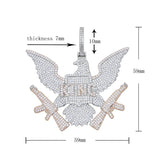 Zircon King Bald Eagle Pendant Necklace Double Gun Charm Men Hip Hop Jewelry