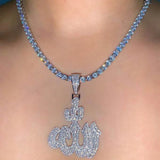 Iced Out Allah Necklace Pave Zircon 5MM Tennis Chain Allah Pendant