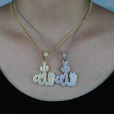 Iced Out Allah Necklace Pave Zircon 5MM Tennis Chain Allah Pendant