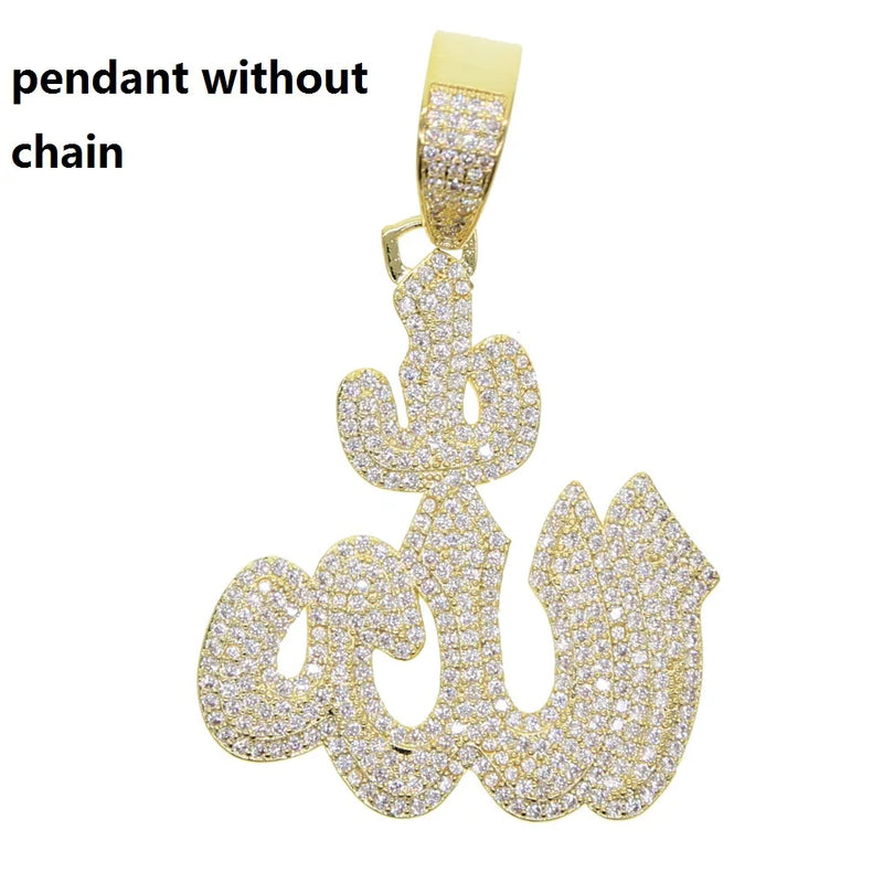Iced Out Allah Necklace Pave Zircon 5MM Tennis Chain Allah Pendant
