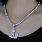 Iced Out Allah Necklace Pave Zircon 5MM Tennis Chain Allah Pendant
