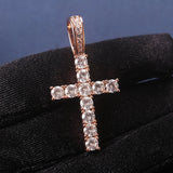 Iced Zircon Baguette Cross Chain Men's Hip hop Jewelry Silver CZ Pendant